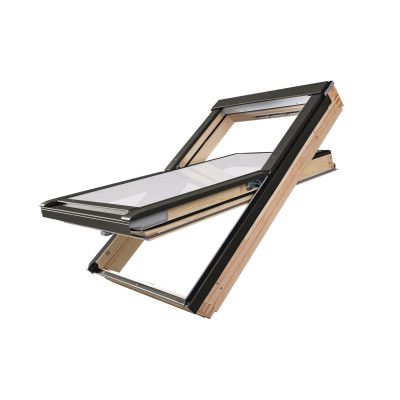 FTP-V U41 GPMX - okno drewniane z pakietem 3-szybowym RAL 7022