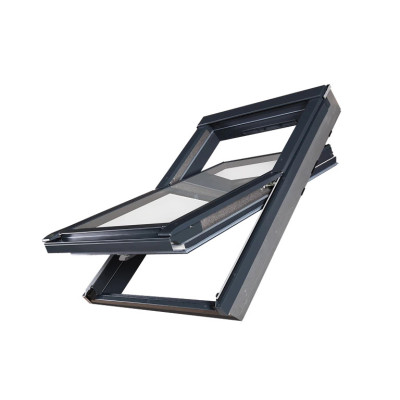Okno Fakro PTP-V U41 ACMX 66x140 Ral 7016 + Kołnierz EHV-AT 66x140